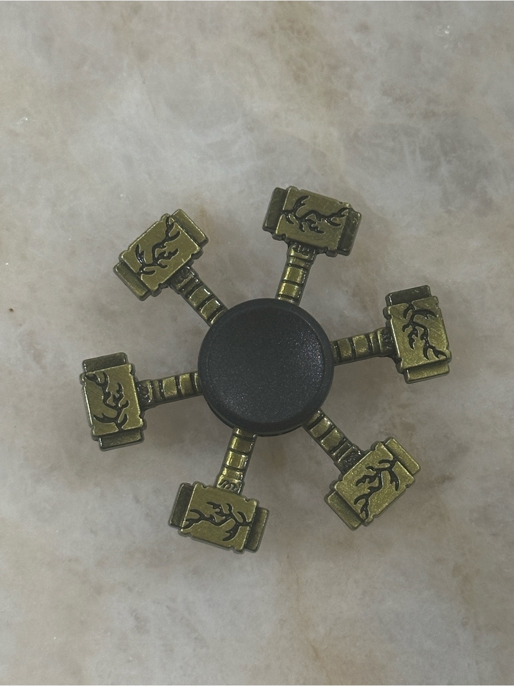 Bronze Hammer 6-Mjolnir hammer Fidget Spinner - Black Center
